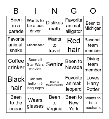 Human Bingo Card