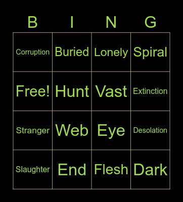 TMA Apocalypse Bingo Card