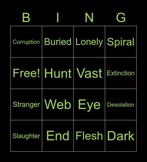 TMA Apocalypse Bingo Card