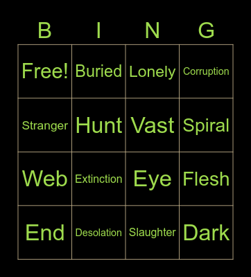 TMA Apocalypse Bingo Card