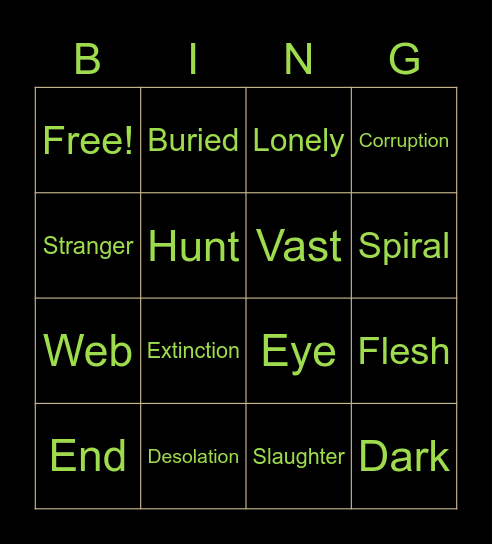 TMA Apocalypse Bingo Card