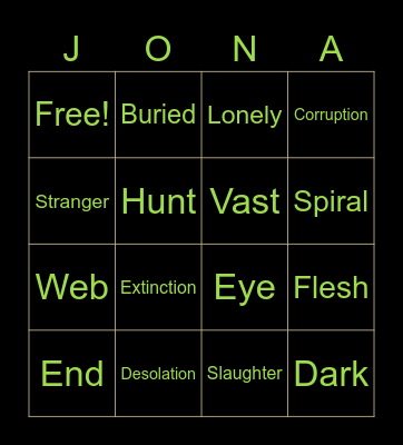 TMA Apocalypse Bingo Card