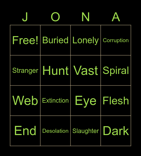 TMA Apocalypse Bingo Card