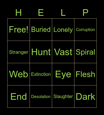 TMA Apocalypse Bingo Card