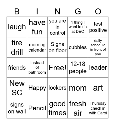 Things Bingo Card