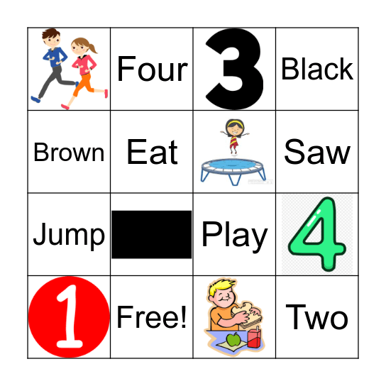 Pre-K and Kindergarten Dolch Bingo Card