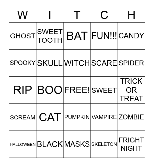 Spooky Bingo Card
