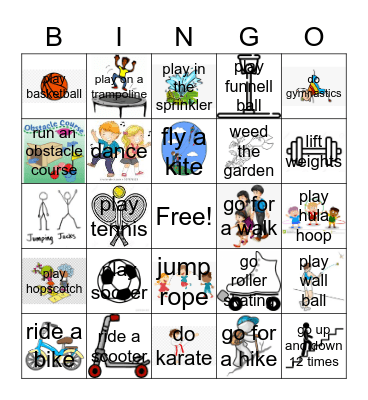 Fitness Bingo Card