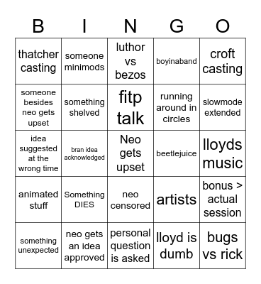 July Session Bingo Card