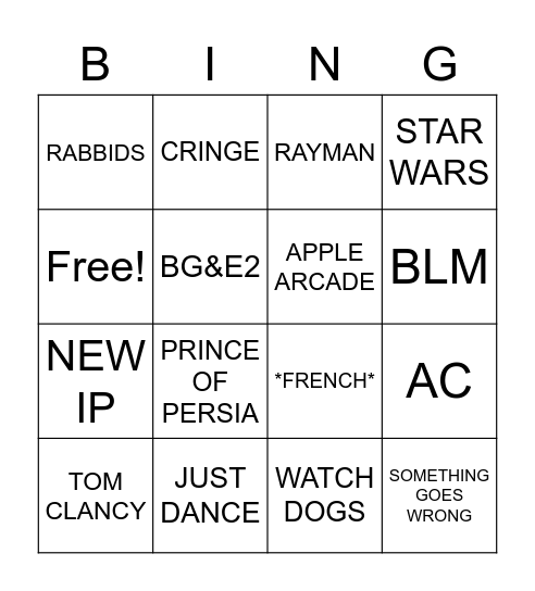 Ubisoft  Bingo Card