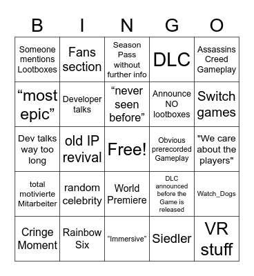 Ubischmoft Bingo Card
