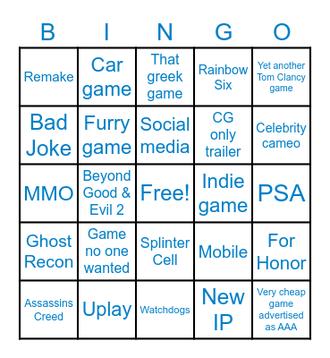 Ubisoft Bingo Card