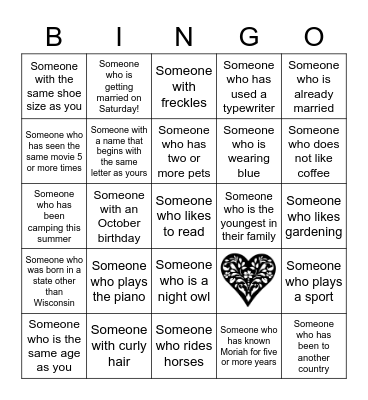 Find Someone Who... Bingo Card