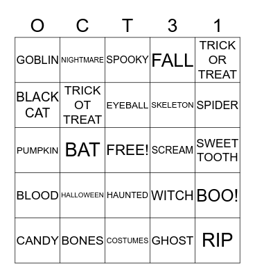 Spooky Bingo Card