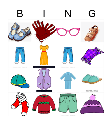 Clothes Bingo Cards on Bingo Baker