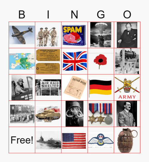 VE / WWII Theme Bingo Card