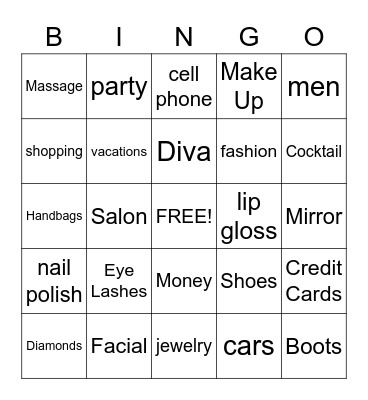 Diva Bingo, Cruisin Divas Bingo, Crusin Divas Bingo Card