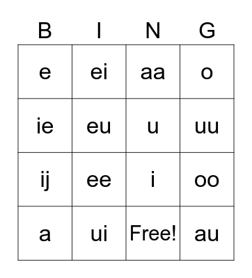 Letters Bingo Card