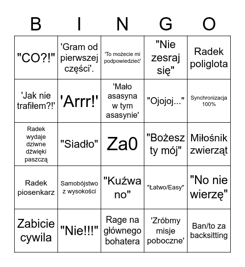 NieDaAsasyn 13.07 Bingo Card