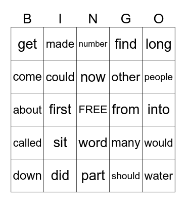 Star Words Bingo (4) Bingo Card