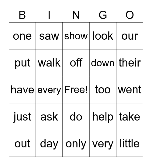 Unit 6 Bingo, Unit 6 Sight Words, Sight Word Bingo Card