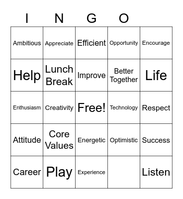 Teamwork Bingo Card