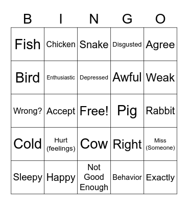 ASL Bingo Card