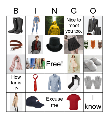 Clothes and Fashion - Conversation Bingo Card