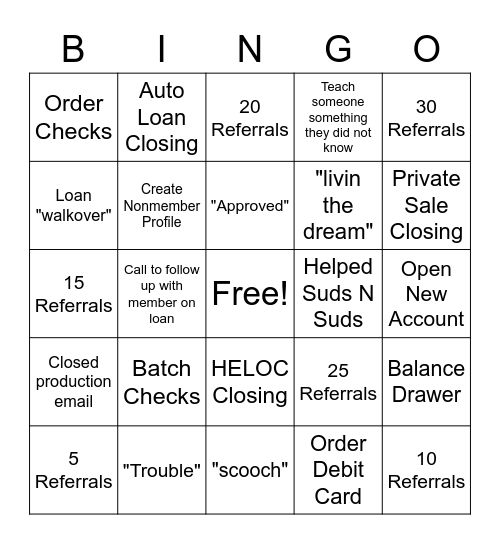 Monday Bingo Card