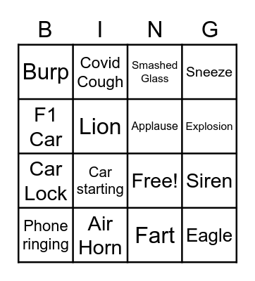 Silent Sound Bingo Card