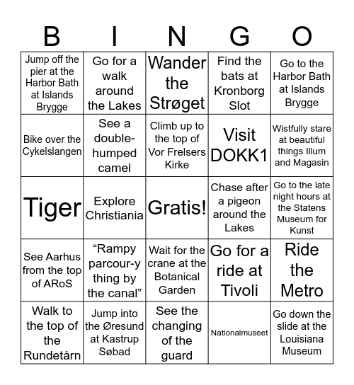 Heights, Depths, Exploring, and Jumping Bingo Card