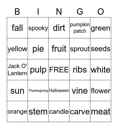 Pumpkins Pumpkins Bingo Card