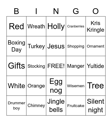 Christmas Bingo Card