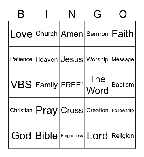 FAITH BINGO! Bingo Card
