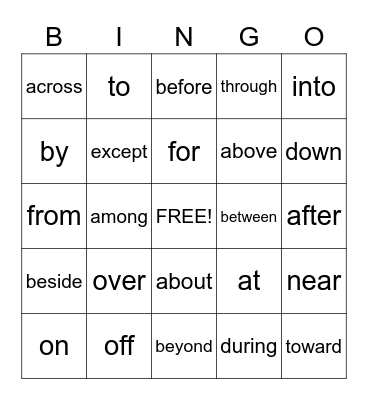 Sight Words Bingo Card