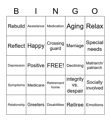 Retirement  Bingo Card