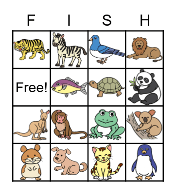 Animal Bingo Card