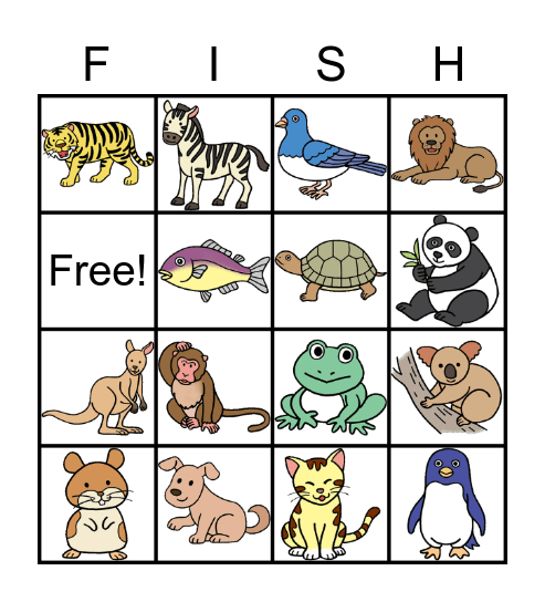 Animal Bingo Card