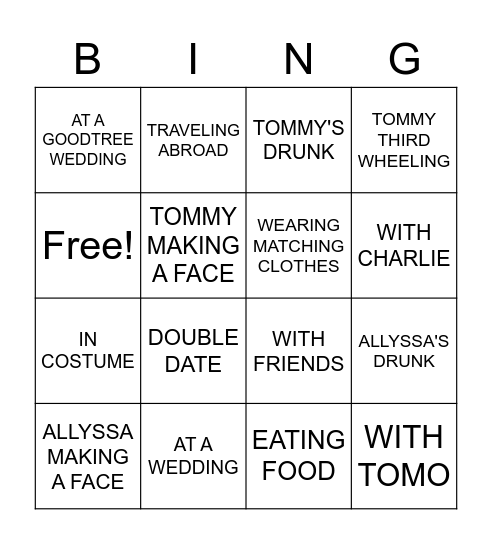 Fan Favourites Bingo Card