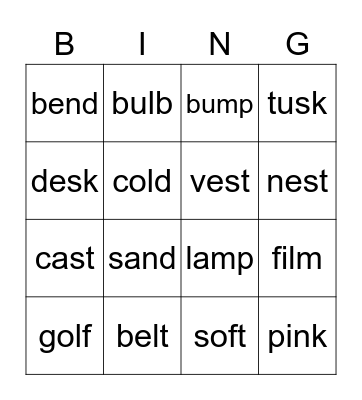 Phonics 2 Review Bingo Card