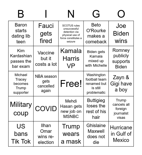 2020 Bingo Card