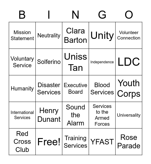 Rec Cross 101 Bingo Card