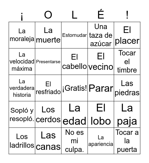 Olé - Listas 1 & 2 Bingo Card