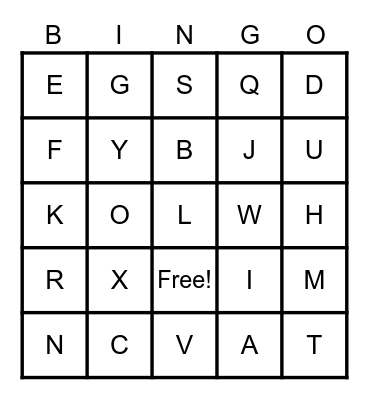 Alphabet Bingo Card