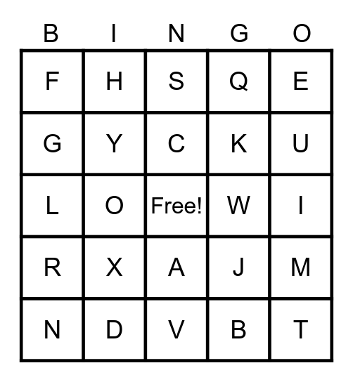 Alphabet Bingo! Bingo Card