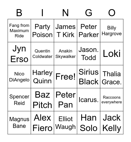 Kinnie Bingo Card