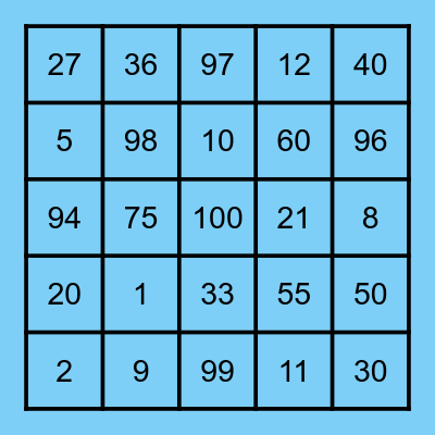 seungyoun Bingo Card