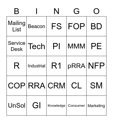 RRA Bing Bingo Card