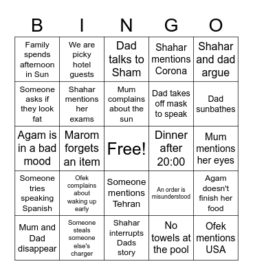 Family Gran Canaria Bingo Card