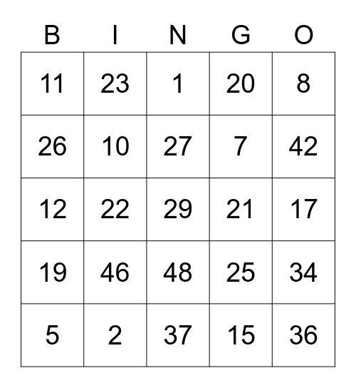 I need some money bingo Card